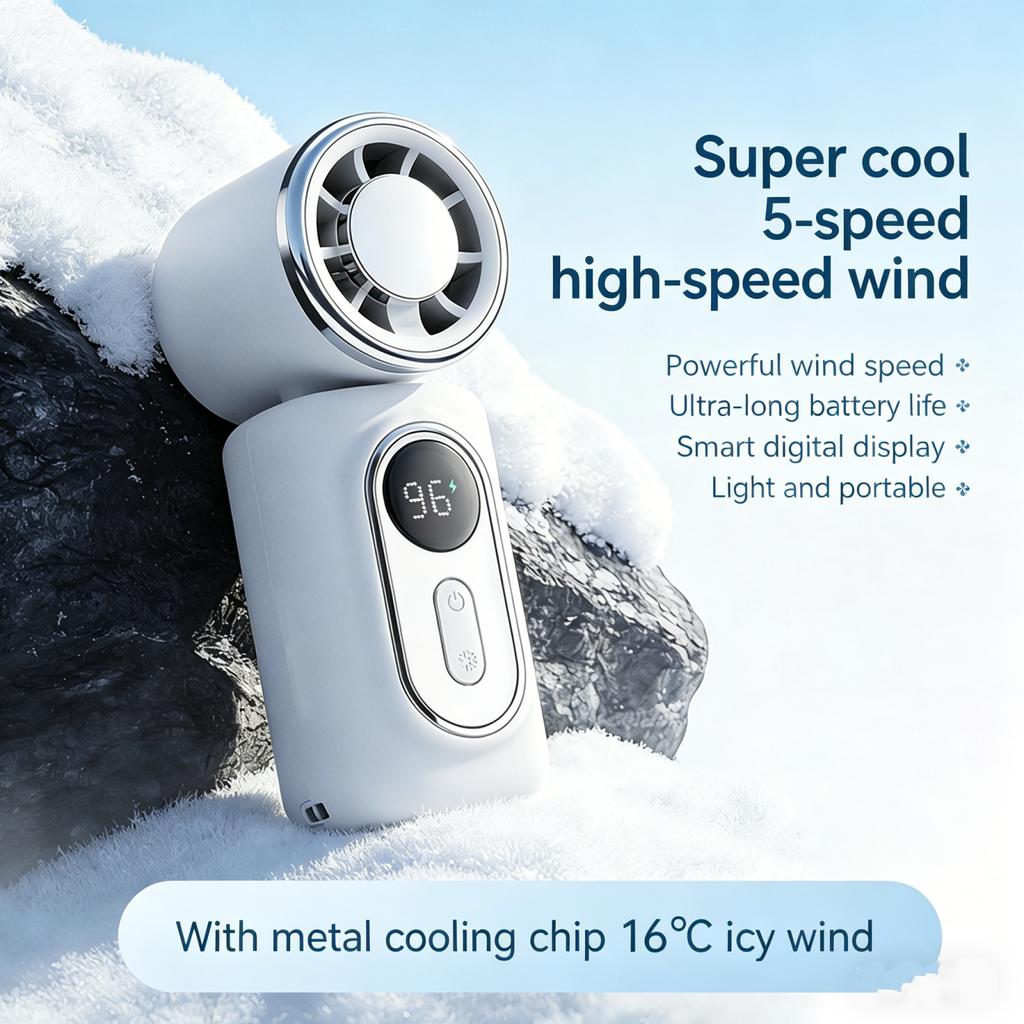 Ventilador de Mano Portátil Mini Ventilador de Clip Función de Soporte para Paraguas Giratorio Carga USB Compacto Ventilador de Refrigeración Personal Camping al Aire Libre