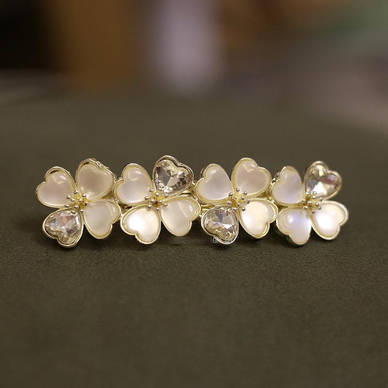 Elegant Floral Hair Barrette, French Clip Spring Hair Claw,  Accents, Bridal Hair Accessory For Half-Up Hairstyles