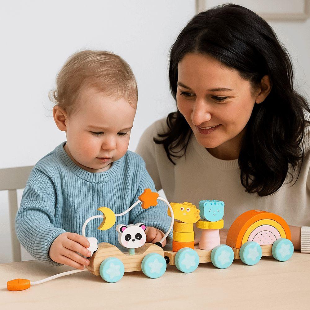 Educational Magnetic Wooden Train Toys Magnetic Digital Train  Toddler