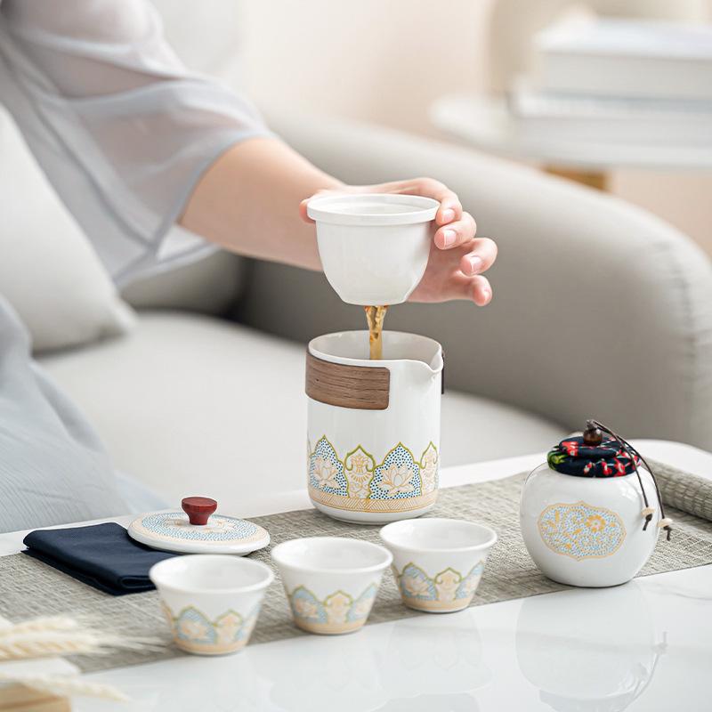 Travel tea set portable kung fu tea set outdoor teapot quick guest cup Mid-Autumn Festival gift gift