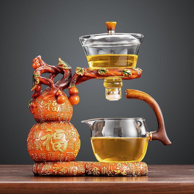 Heat Resistant Glass Tea Set with Anti Scald Handle Automatic Brewing Magnetic Device Luxury Gift for Home Use