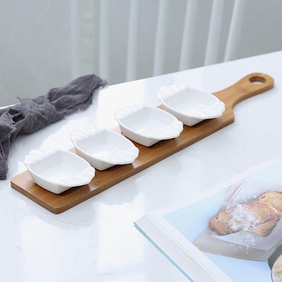 Five-piece set Fruits Platter Serving Trays Creative Ceramic Dish Plates for Snacks/Nuts/Desserts Eco Natural Bamboo Tray