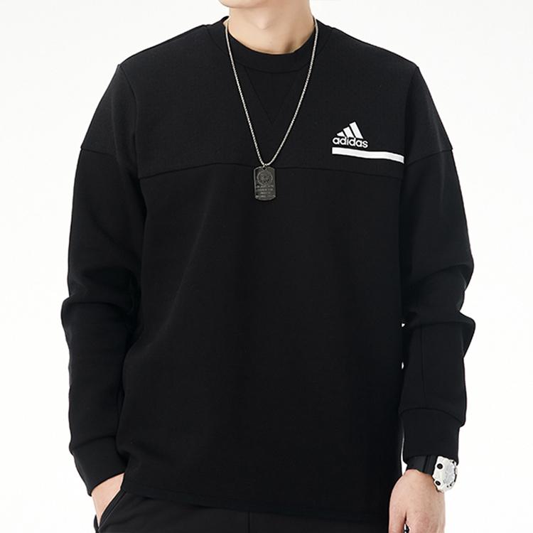 Adidas Logo Print Sports Casual Pullover Crewneck Sweatshirt Men Sweatshirt Black GM6538