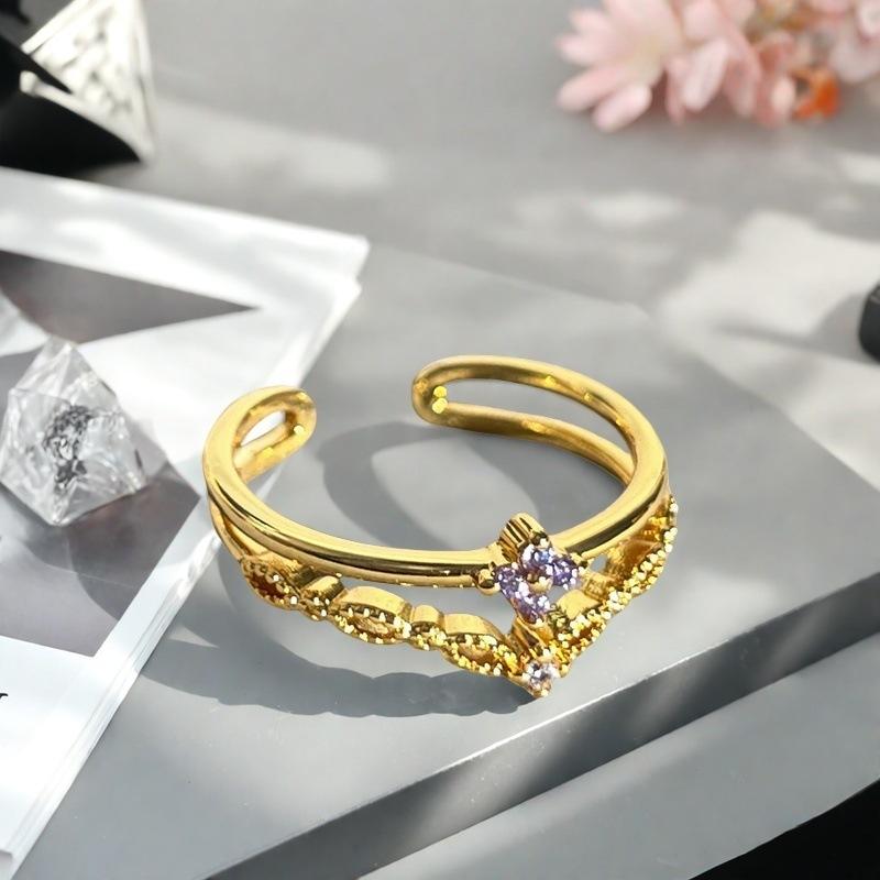 Niche Design Unique Flower Bow Student Party Opening Ring Fashion Light Luxury High Sense Ring Women