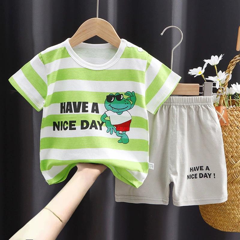 Children's Cotton T-shirt Set - Summer Boys' Casual Short-sleeved Shorts 2-piece Set