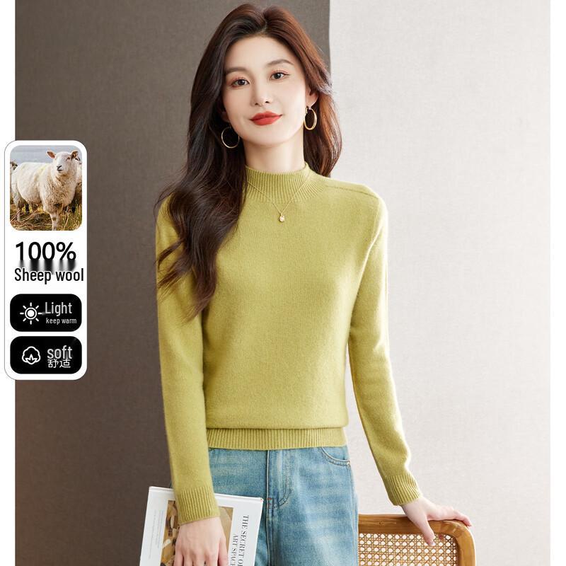 Snowflying Women's Pure Wool Half-High Collar Sweater
