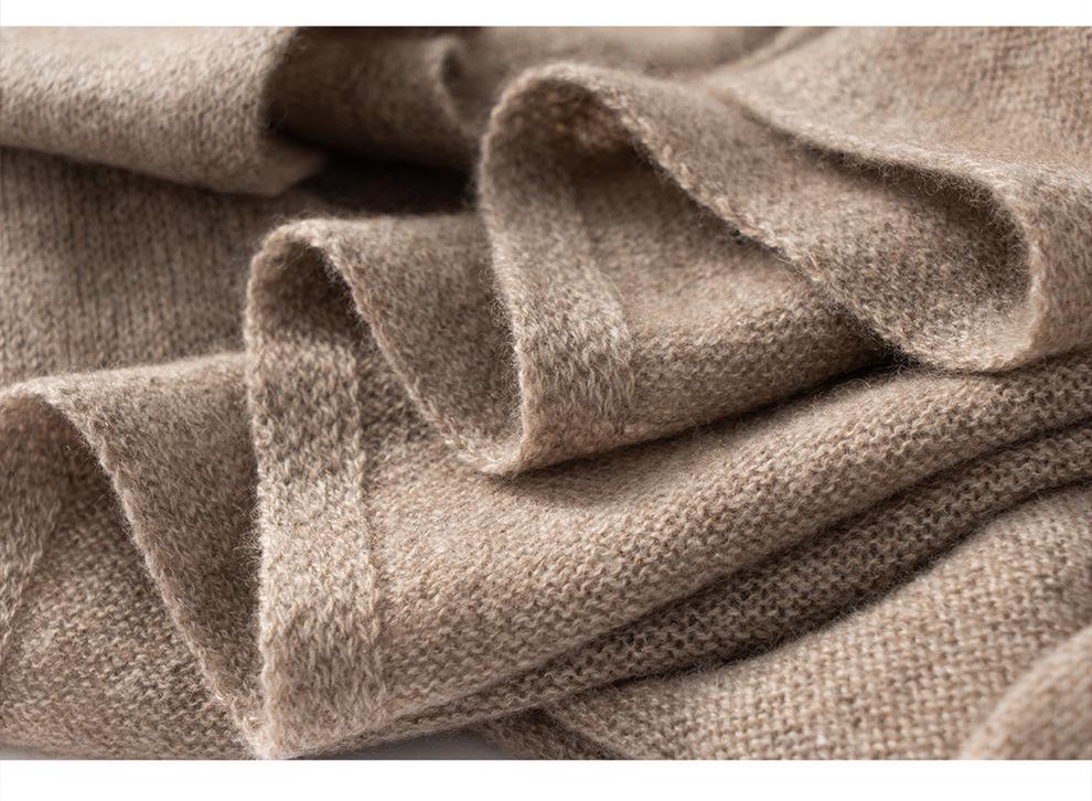 Women's 100% Pure Cashmere Solid Color Knit Shawl - Warm Fashion for Autumn & Winter