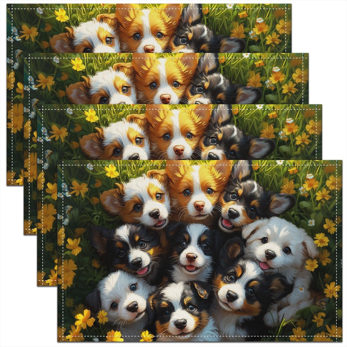 

Cute Dog Placemats Set of 4 18 x12 Kids Dachshund Floral Table Place Mats for Boys Girls Teens Puppy Dog Placemat 4pcs-12x18