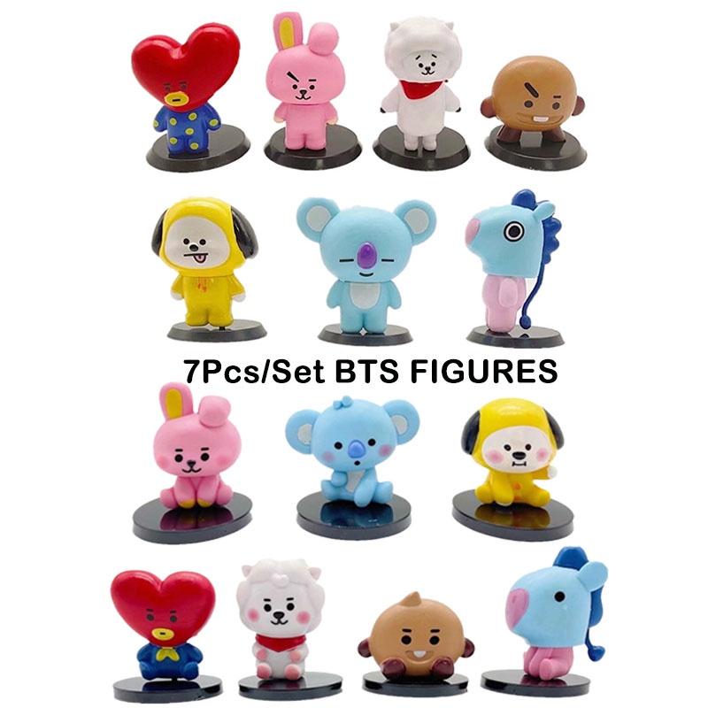 BTS BT21 7-teiliges Set Babyphone-Figuren, Ornamente, Tortenaufsatz, Spielzeug, Geschenk