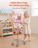VEVOR Shopping Cart for Kids, Sturdy Metal Frame, Grocery Store Pretend Play Toy Cart with Baby Doll, Rolling Wheels, Basket, Toy Shopping Trolley