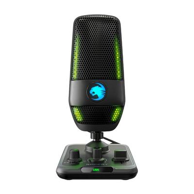 ROCCAT Mikrofon pojemnościowy Lampa USB Mikrofon do gier PC Dystrybucja gier Wzór odbioru RGB 3 typy Jakość studyjna Kompatybilny z ramieniem studyjnym Windows 7 lub