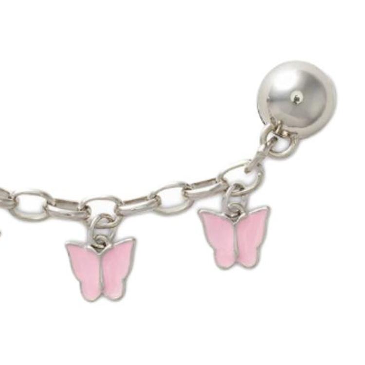 Crocs Gothic Girl Butterfly Chain Design Zinc Alloy Shoe Accessories Women's Silver
