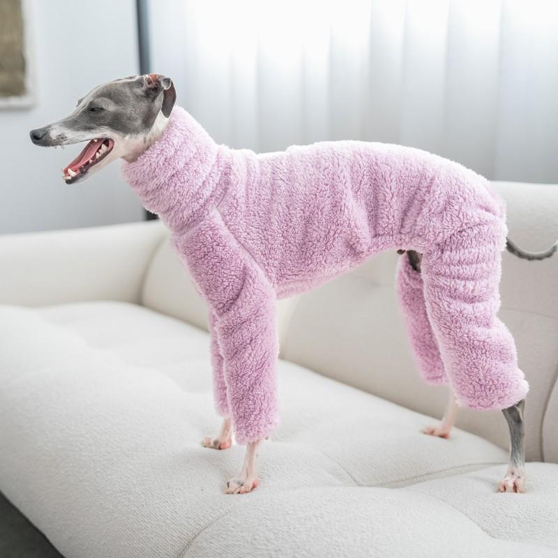 

Indoor Outdoor Greyhound Double Sided Fleece Warm Turtleneck Quad Elastic Soft Pajamas Greyhound Whippet Pet Dog Clothing S фиолетовый