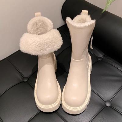 Autumn Winter Women Warm Plush Ankle Boots Fashion Thick Heel Shoes Street Style Woman Cotton Short Shoes
