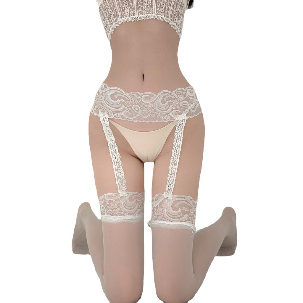 Pantyhose Thin Sexy One-Piece Lace Suspender Socks Women'S Stockings White Anti-Hook Black Silk Pantyhose