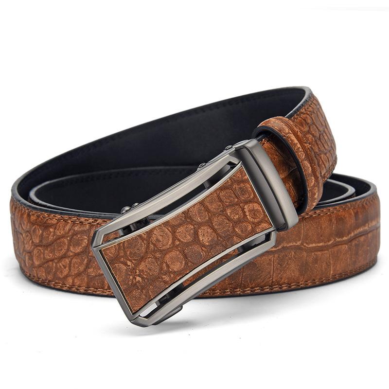 

Ремень с узором из крокодиловой кожи, мужской ремень с автоматической пряжкой, деловой ремень для отдыха, мужской ремень Pingyang, крокодиловая кожа 125cm