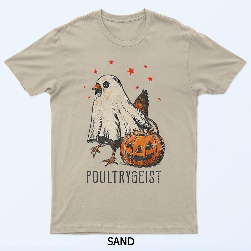 

Poultrygeist Funny Halloween Chicken Ghost Costume Pumpkin T-Shirt S