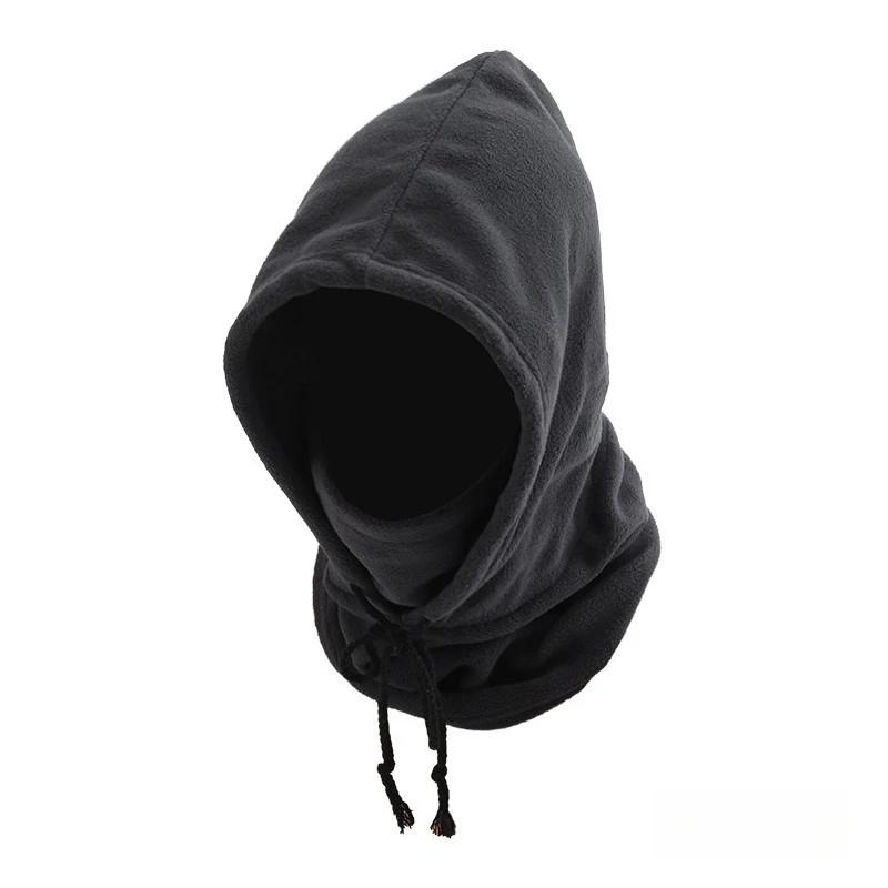 Warm Unisex Winter Balaclava Knitted Hood Windproof Mask with Drawstring Motorcycle Riding Headgear Cold Weather Cap