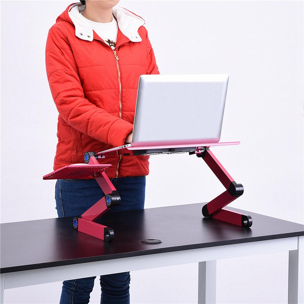 360 Degrees    Foldable Laptop Desk Table Stand Holder wCelsius Cooling Dual Fan Mouse Boad Black