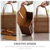 Folding Bamboo Woven Fruit Basket Handheld Handle Fruit Shopping Food Basket Picnic Food Storage Basket For Outdoor