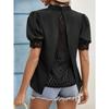 Women's Short-sleeved Tops Summer New Fashion T-shirt Versatile V-neck Shirt Lantern Sleeve Splicing Lace Blouse