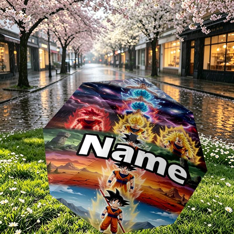 Parapluie Personnalisé Nom Personnalisé Imprimé DRAGON BALL, Ouverture/Fermeture Automatique, Structure Robuste à 8 Baleines, Utilisation Quotidienne, Camping, Randonnée, Cadeau d'Anniversaire