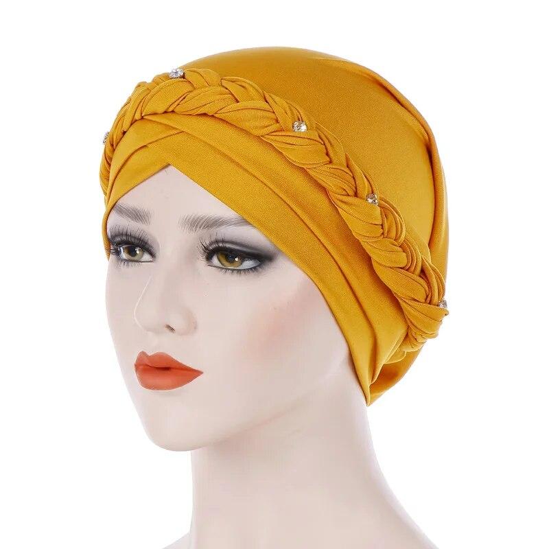 Diamonds Braid Turban Caps for Women Head Wraps