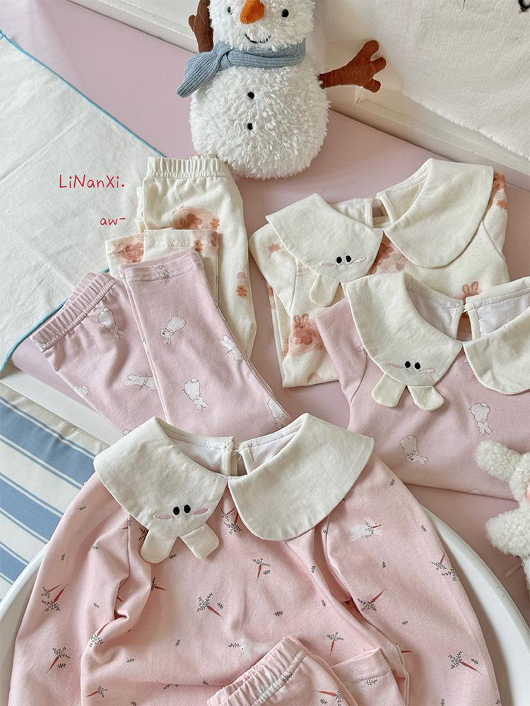 Children's Early Spring Pajama Set 2026: Girls' Lycra Cotton Cartoon Homewear.