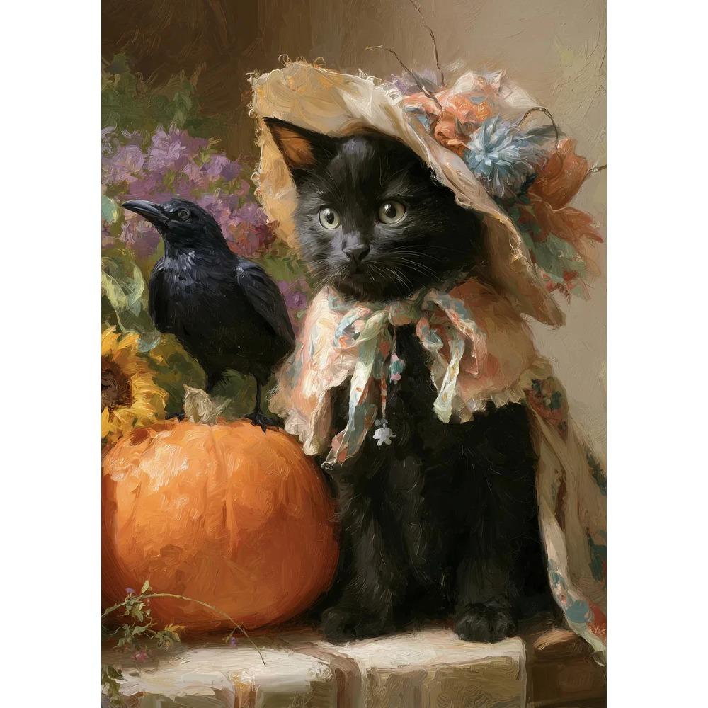 Játékos Macska Virágolaj Poszterek Pillangó Kacsák Harang Modern Nyomatok Vászonfestmény Falikép Képek Otthon Nappali Dekoráció