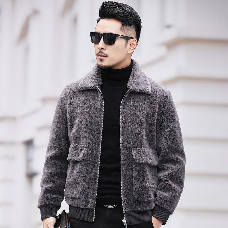 Haining fur winter new sheep shearing men's fur casual lamb wool lapel wool coat fur integrated tide