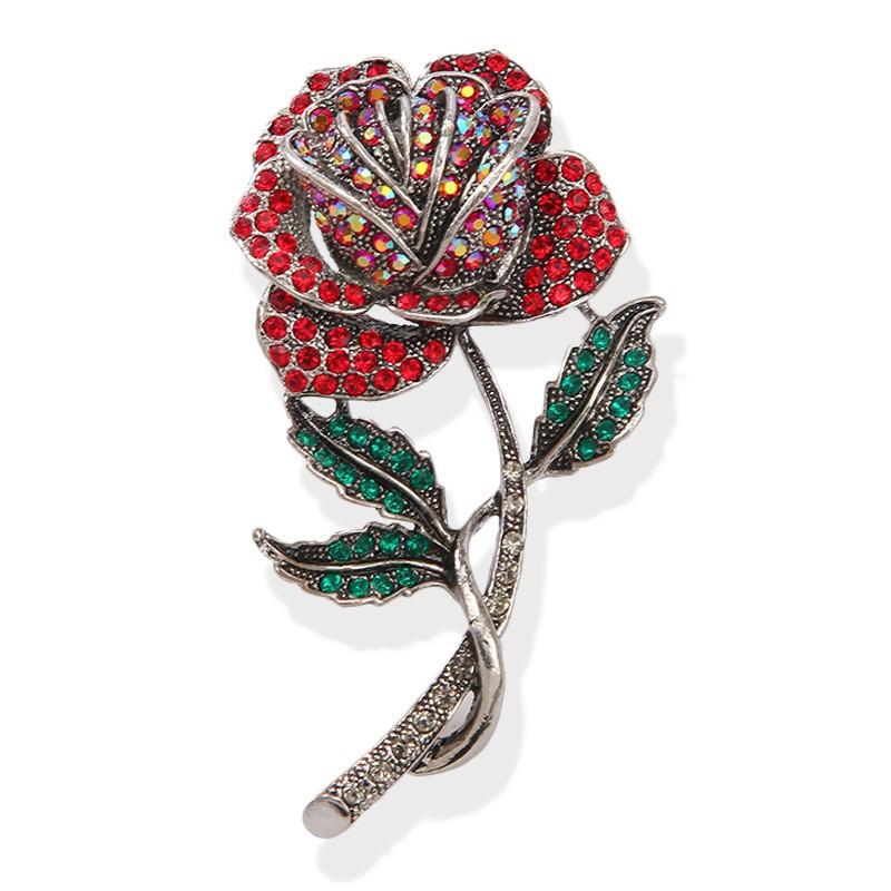 SKEDS Fashion Women Camellia Flower Crystal Enamel Brooches Pins Elegant Lady Plant Party Wedding Accessories Jewelry Corsage