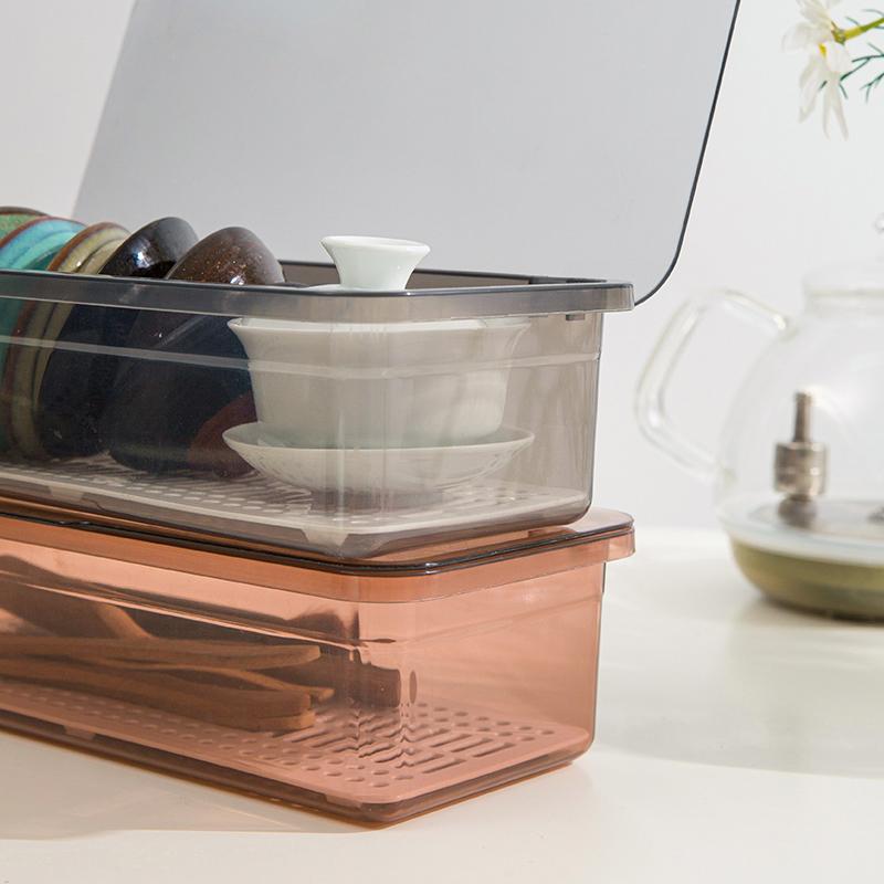 Cutie Depozitare Veselă Drenaj Bețișoare de Uz Casnic Tub pentru Bețișoare Rezistent la Praf Lingură de Bucătărie cu Capac Coș pentru Bețișoare