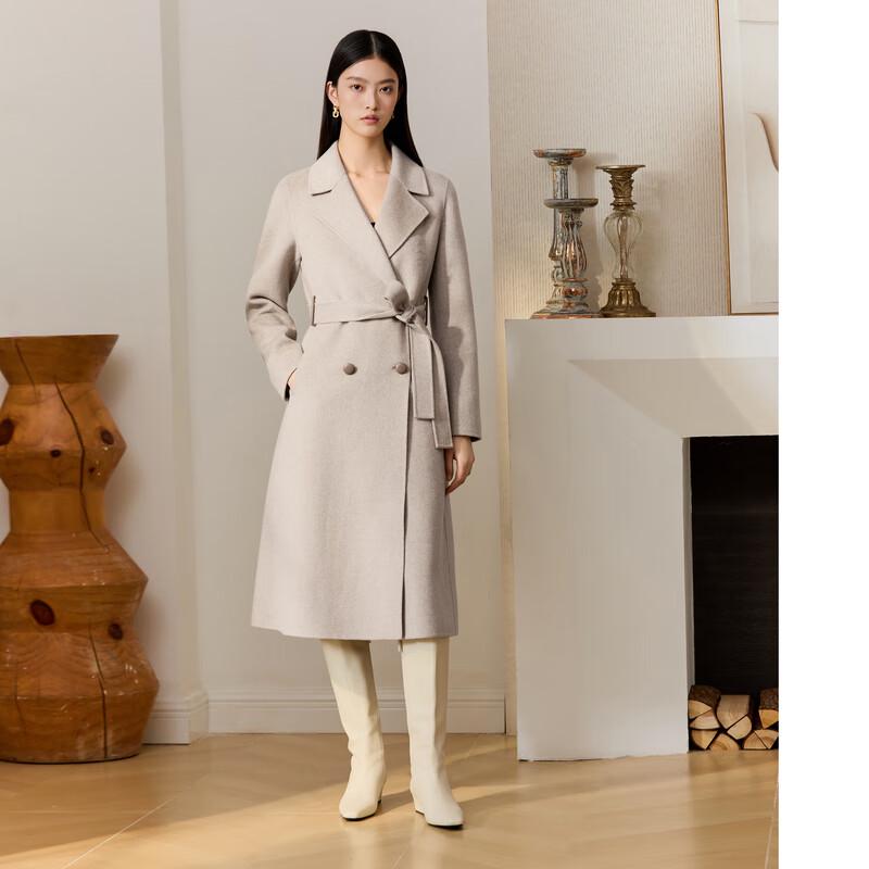 

ELLASSAY Classic Elegant Double-Breasted Long Wool Coat M