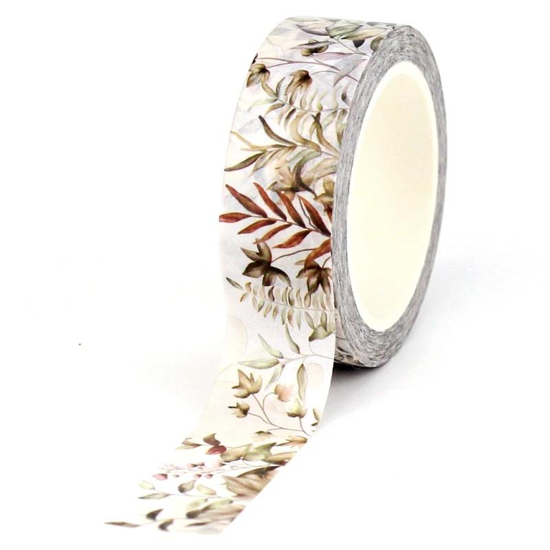 NEW 1X 10M Decor Flower Leaves Japanese Paper Cinta Washi Tape Set for Scrapbooking Masking Tape Cute Journal Kawaii Papelaria