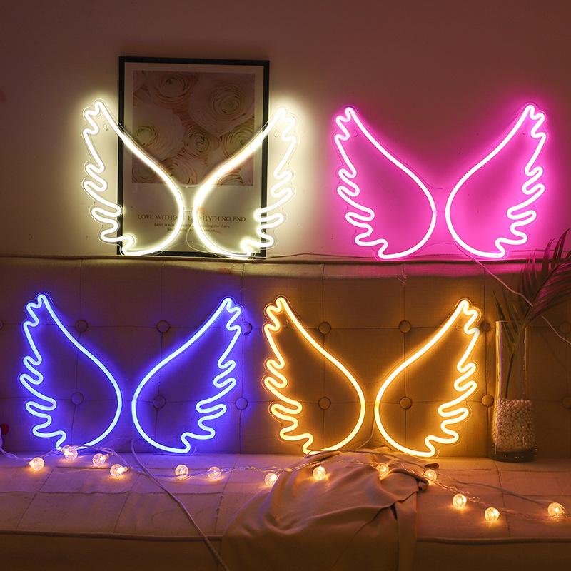 Party Decoration Glow Sticks  Neon Light Room Decoration Colorful Lights  Atmosphere Creative Decorations Ins Lights Angel Wings
