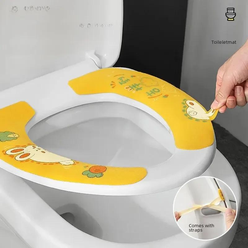 Domácnost Koupelna Sada záchodových potahů Podstavec Kreslený WC Toaleta Přilnavá podložka na sedátko Pratelná Univerzální potah na záchodové sedátko Polštář