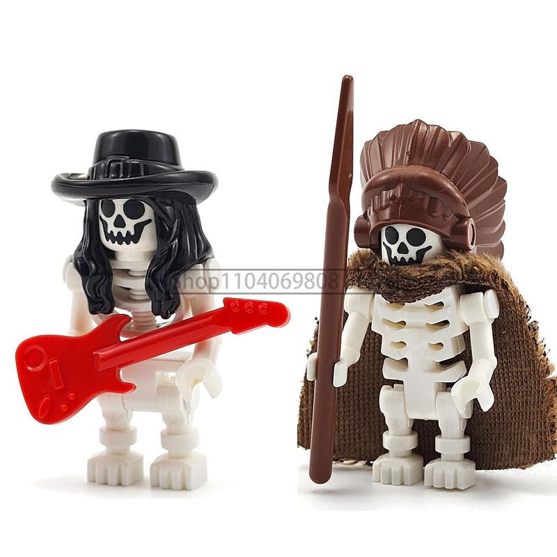 MOC Halloween Building Blocks Skeleton Army Knight Figures Flame Horse Medieval Vampire Furniture Assembly DIY Bricks Toys Gifts