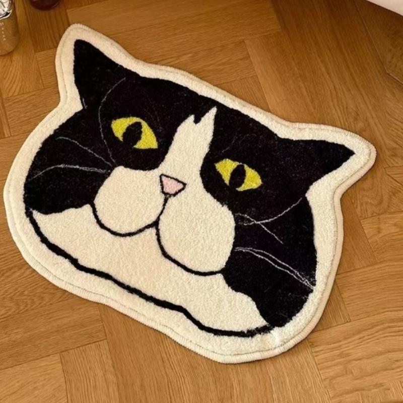 

Cartoon Cute Cat Shaped Floor Mat Thick Water Absorbent Mat for Bathroom Toilet Entrance Home Daily Decor 40x60cm