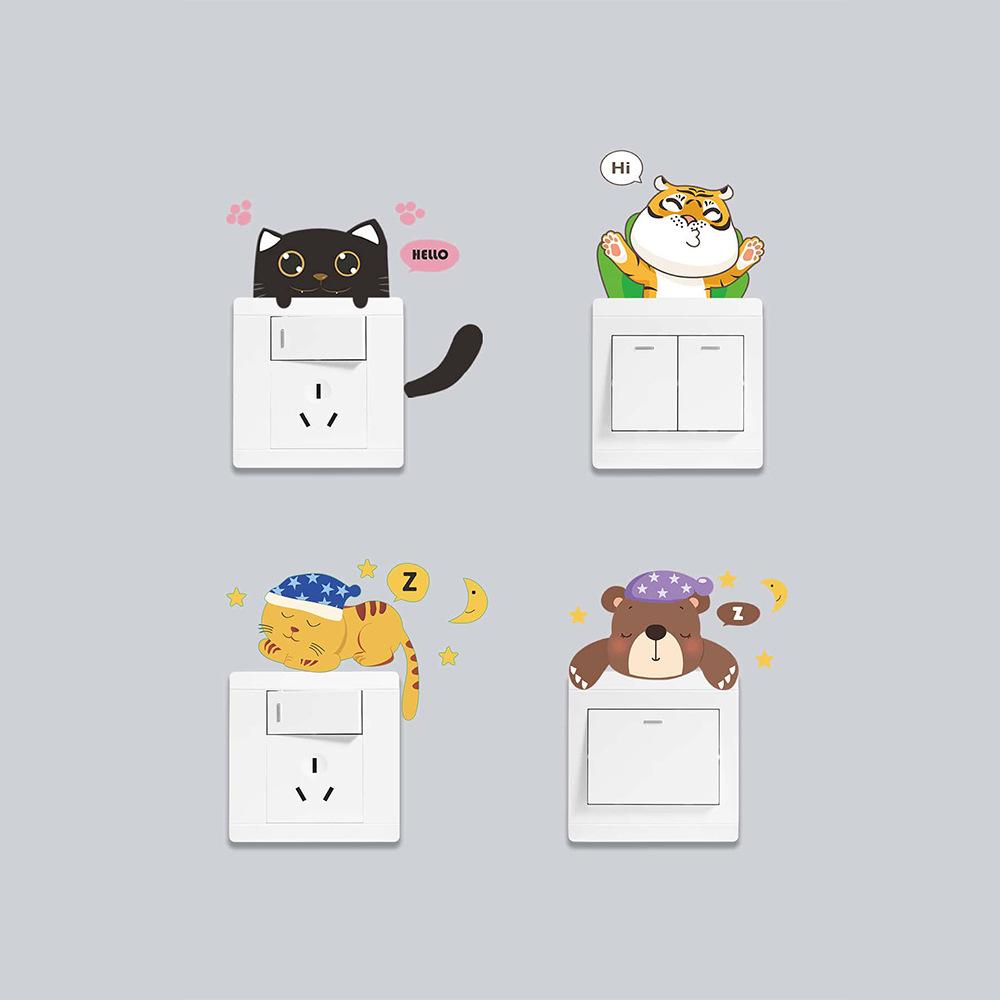 Cartoon Cute Animal Combination Switch Bedroom Living Room Home Decoration Switch Sticker