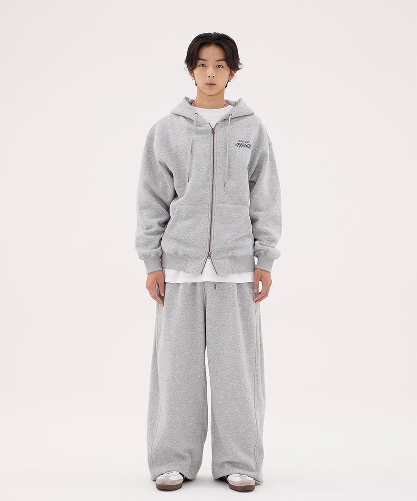 Urbanage Design Studio Logo Oversized Zip-Up Hoodie_Melange Grey