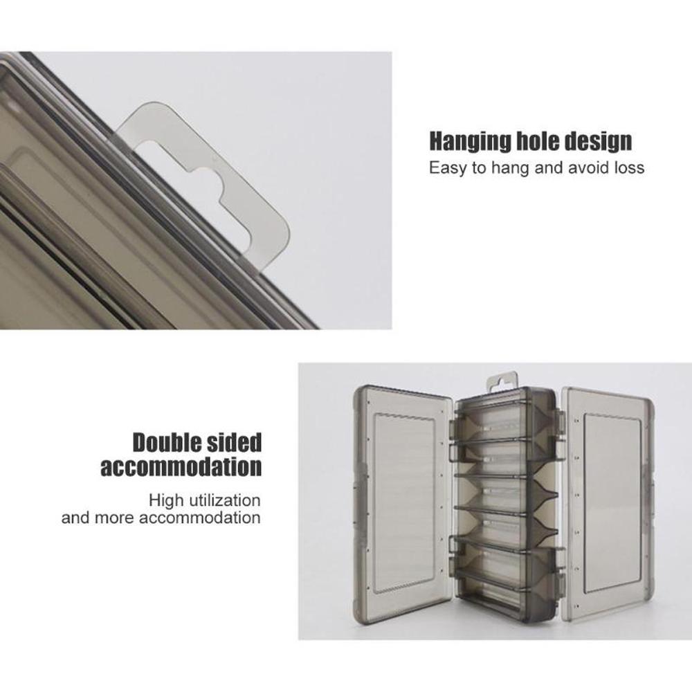 Baits Container Hook Case Lure Storage Box Fishing Tackle Box 12 14 Compartments Double Sided