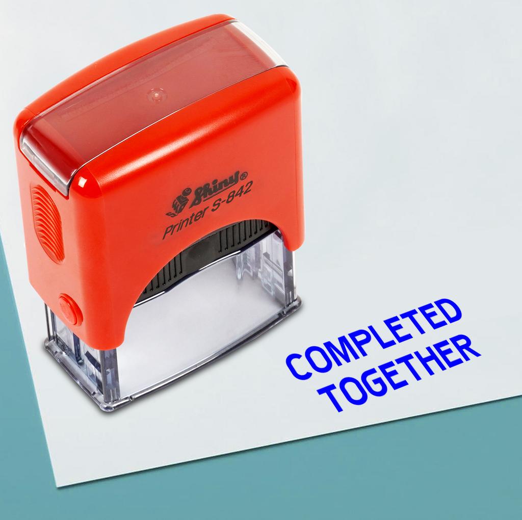 Printtoo Completed Together Self Inking Rubber Stamp Pre,Inked Office Stamp, Home Office Business Stationery, 38 x 14 mm,