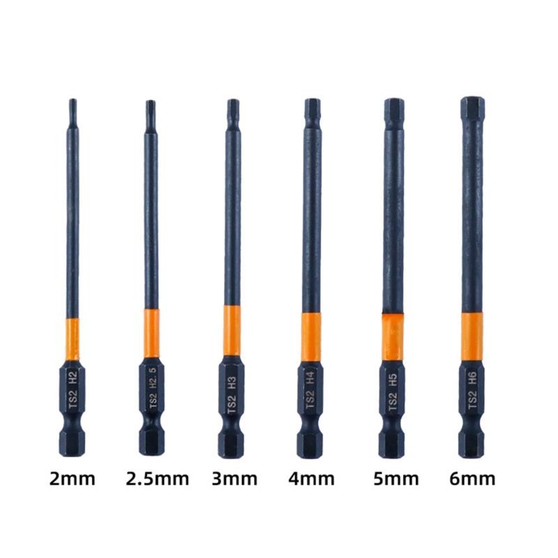 6/7Pcs Allen Wrench Drill Bit Set Impact Hex Head Screwdriver Bit Set 1/4inch Hex Shank Hex Bit Maintenance Tool