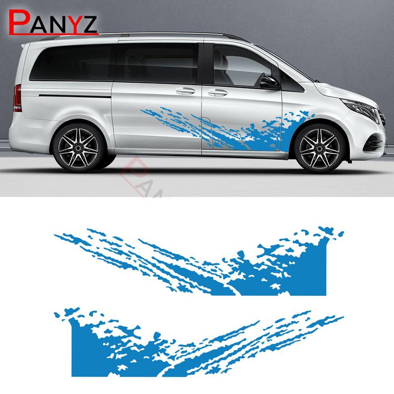 2Pcs/Lot Car Stickers Van For Mercedes Benz Vito Viano V Class W447 W639 Accessories Sport Door Graphics Vinyl Decals