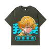 275 GSM Washed T-shirts 100% Cotton Demon Slayer V100 Zenitsu Print Unisex Heavy Cotton T Shirt