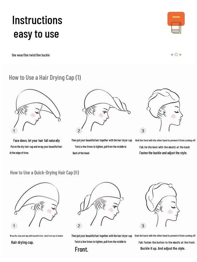 Quick-Drying Cotton Hair Cap for Women & Kids - Super Absorbent, Thick Shower Cap/Towel