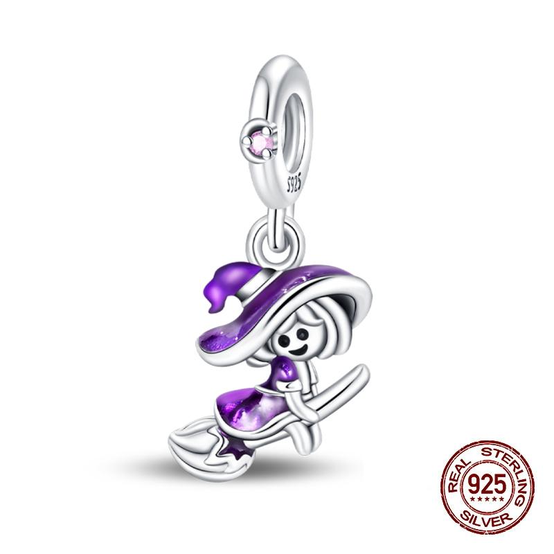 2025 Halloween Party Charms 925 Sterlingsølv Selvlysende Gresskar Spøkelse Flaggermus Perle Hengende Armbånd Halskjede DIY Smykker Festgave