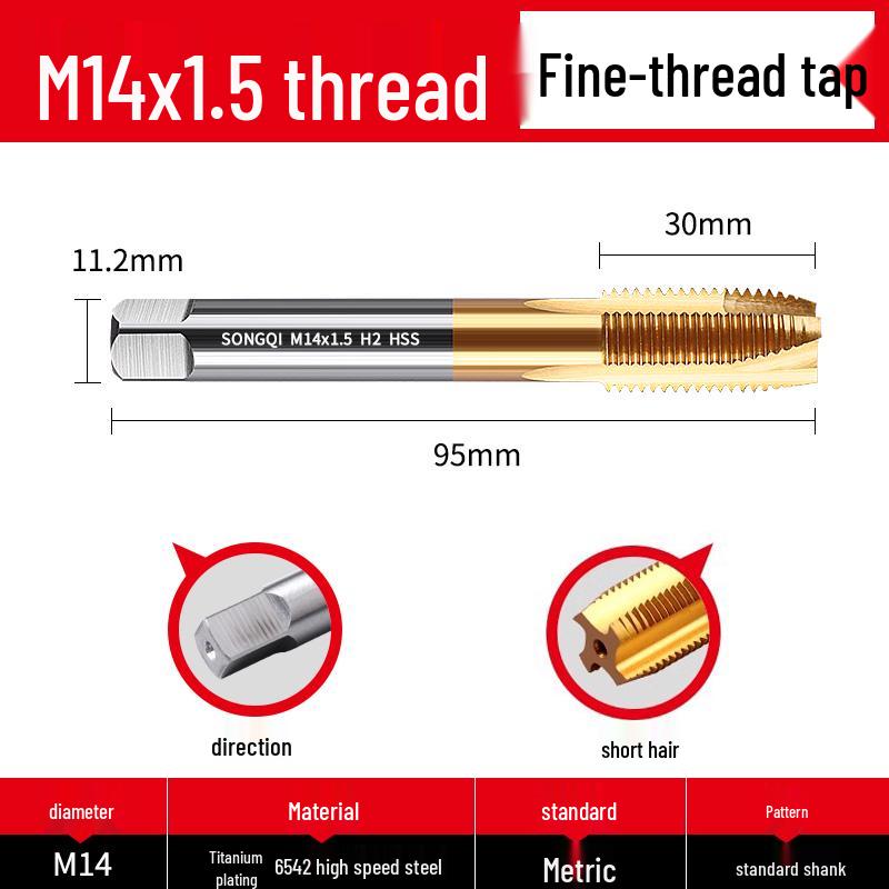 Stainless Steel Fine Tooth Tapping Drill Bit Set: M5, M6, M8x1, M10, M12x1.25, M16, M20