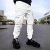 Men's Casual Pants, Black Drawstring Cargo Pants, Loose Pants, Straight American Overalls