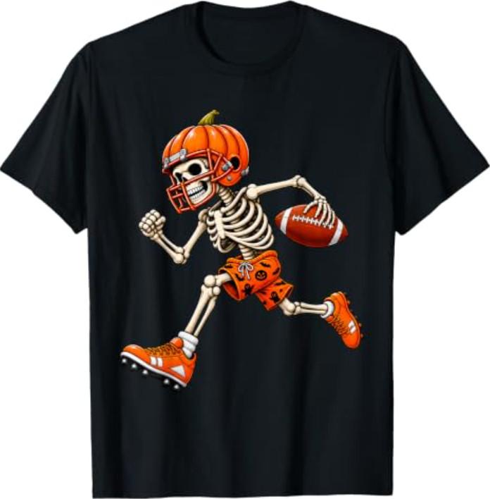 Funny Skeleton Football Halloween Costume T-Shirt
